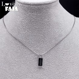 Pendant Necklaces Goth Kpop Black Zircon Choker Necklace for Women Stainless Steel Korean Simple Clavicle Chain Necklaces Fashion Kpop Y2K Jewellery Z0321