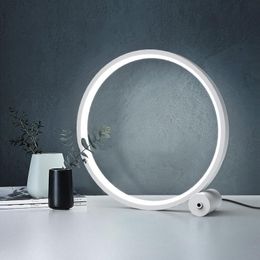 Table Lamps Modern Simple Ring Desk Lamp Smart Led Lights For Room Bedroom Bedside Study Office Home Decor Lighting Iron Mirror Light