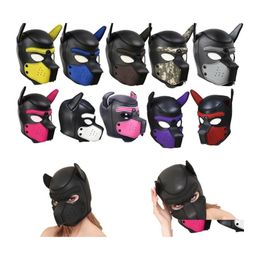 Party Masks Padded Latex Rubber Role Play Dog Mask Puppy Cosplay Fl Headaddears 10 Colors Drop Delivery Home Garden Festive Supplies Dhude