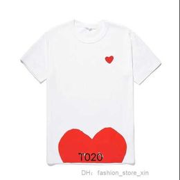 cdgs men's T-Shirts Summer Mens Play Shirt Commes Short sleeve Womens Des Badge Garcons Embroidery heart short Red 6 7IUU