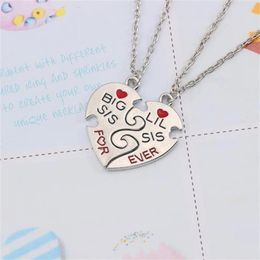 Pendant Necklaces Heart Sister Necklace 2pcs-set Big Sis For Ever Red Alphabet Women Family Friends Jewelry Accessories Gift