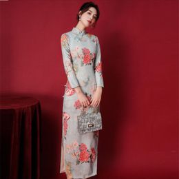 Ethnic Clothing Fashion Qipao Modern Improve Style Women Chinese Dress Hanfu Autumn Traditional Vintage Elegant Female Slim CheongsamEthnic