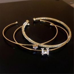 Bangle Three Irregularly Stylish Metal Opening Bracelets For Women 2023 Japanese/Korean Temperament Girls Jewelry Christmas Gifts