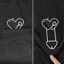 Men's T-Shirts Cotton Pocket T-Shirt Fashion Brand Summer Pocket Medicine Heart Other Side Printed T-shirt Funny Cotton Tee Tops Drop Shipping W0322