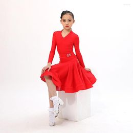 Stage Wear NY10 W1201 Long Sleeve And Lotus Design Kids Latin Dance Dress For Girl Competition Ballroom Dancing Costume