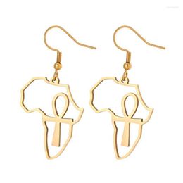 Dangle Earrings Stainless Stee African Map Big Ankh Exaggerate Larger Earring Africa Egypt Nile Key Ethnic Hyperbole Gift