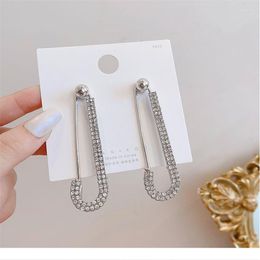 Dangle Earrings Trendy Crystal Long Pin Women Sliver Color Fashion Korean Elegant Flower Drop Nightclub Wedding Jewelry