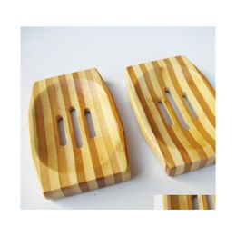 Soap Dishes Natural Stripe Plate Box Bamboo One Layer Holes Soaps Simple Strong Household 4 42Zz Q2 Drop Delivery Home Garden Bath B Dh84A