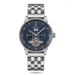 Wristwatches BODERRY Mens Automatic Watches Vintage Watch Self Wind Mechanical Wristwatch 50m Waterproof Sapphire Luminous Month Week Date