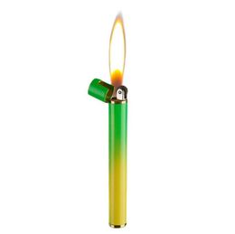 Colour Cigarette shape Lighter Grinding wheel Flame Inflatable Lighter No Gas Metal Cigar Butane Lighters 2 Styles Smoking Tool