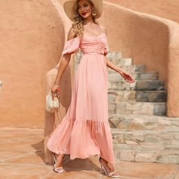 Party Dresses Graduations Sexy Backless Spaghetti Strap Elegant Tulle Evening Gown Dress Women Pink Club Formal Long Maxi