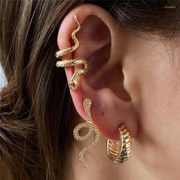 Backs Earrings Yo 3pcs/set Vintage Gold Silver Colour Snake Clip Ear Cuffs For Women Men Piercing Jewellery