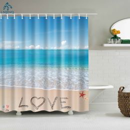 Shower Curtains Modern Home Decoration Scenic Beach Seaside Shell Bathroom Shower Curtain Bath Curtains Waterproof Polyester Frabic with Hooks 230322