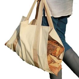 Storage Bags Large Firewood Carrier Heavy Duty Wood Bag Durable Waxed Canvas Fireplace Log Holders For Carrying Indoors