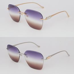 New Rimless Fashion Large Square Sunglasses for women Man Moissanite Diamond Sun Glasses Metal driving Luxury Diamond set glasses Designer Size 61-18-135MM