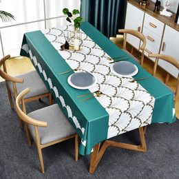 Table Cloth Top Modern Style Waterproof Oil-proof Scald-proof No Wash Home Restaurant Rectangle Mat Kitchen Durable Tablecloth F8461