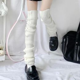 Women Socks 1 Pair Solid Colour Knitted Girls Windproof Knitting Boot Cuffs