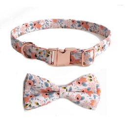 Dog Collars Cloth Floral Collar Printed Small Medium Large Bow Adjustable Puppy Leash Suitable All Types