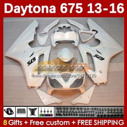 MOTO Fairings For Daytona 675 675R 2013-2016 Bodywork Daytona675 Bodys 166No.59 Daytona 675 R 13 14 15 16 2013 2014 2015 2016 OEM Motorcycle Fairing Kit white glossy