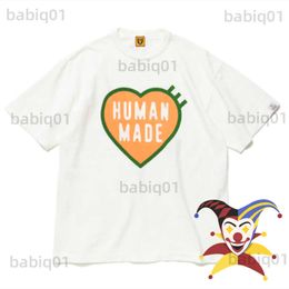 Men's T-Shirts Heart Print Human Made T-shirts Men Women Short Sleeve White Black Slub Cotton T Shirt Tees T230321