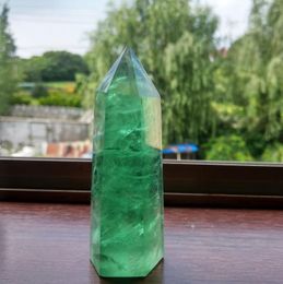 Decorative Figurines Natural Green Fluorite Point Healing Crystal Stone Obelisk For Home Decoration