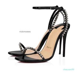 With Box Loubutins Christians Red-Bottomes Summer Lofty Heels Lady Sexy Sandals So Me Spiked Black Nuede Veau Velours Leather Cool Ankle Strap Women Wedding Party