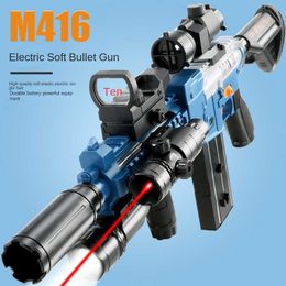 Gun Toys M416 Electric Single-shot Soft Bullet Gun Can Launch Suction Cup Sponge Bullets Children's Battle Sniper Toy Gun Adult CS