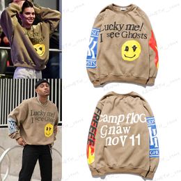 Men's Hoodies Sweatshirts smiley face letter foaming printing round neck sweater for men and women lovers plush jacket T230322