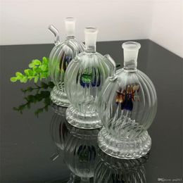 Smoking Pipes Mini-striped round-bellied glass cigarette kettle Wholesale Bongs Oil Burner Pipes Water