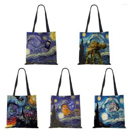 Evening Bags Women Canvas Tote Bag Abstract Art Oil Painting Harajuku Shopping Shoulder 2023 Eco Casual Designer Travel Storage Handbag