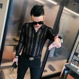 Men's Dress Shirts 2023 For Men Clothing Fashion Korean Style Blouses Handsome Long Sleeve Shirt Male Streetwear Chic Tops W138