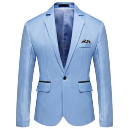 Men's Suits Blazers Stylish Men Blazer Temperament Wedding Blazer Solid Color Good Touch Slim Fit Suit Coat One Button 230322