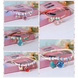 12Pcs New Fashion Butterfly Glass Dry Flower Charm Bracelets Female Weave Jewellery accessories