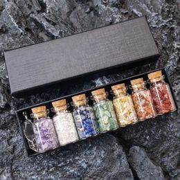 Pendant Necklaces Seven Chakra Colourful Crystal Gravel Wishing Bottle Set Gift Box Natural Stones Pendent Yoga Medition Mineral Crafts