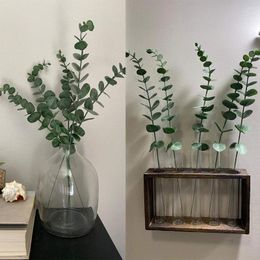 Decorative Flowers Artificial Plant 5 Pcs Real Touch Leaf Eucalyptus Stem Faux Eucalyptuses Wedding Bouquet Centerpiece Home Decor