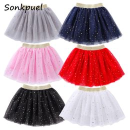 Saias de verão garotas tutu saias infantis cintura elástica pettiskirt menina princesa tule skirt estrelas impressas mini saias