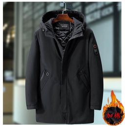 Men's Down Winter Warm Thick Hooded Jacket Plus Size Bust 160cm 5XL 6XL 7XL 8XL 9XL 10XL Loose Casual Long Sleeve Black Men