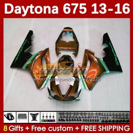 Motorcycle Fairing Kit For Daytona 675 675R 2013 2014 2015 2016 Bodywork 166No.118 Daytona675 Body Daytona 675 R 13 14 15 16 2013-2016 OEM MOTO Fairings orange dark