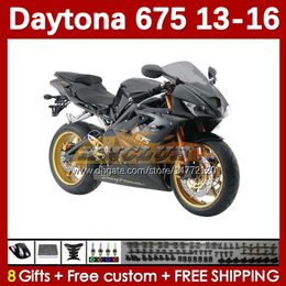 MOTO Fairings For Daytona 675 675R 2013-2016 Bodywork Daytona675 Bodys 166No.39 Daytona 675 R 13 14 15 16 2013 2014 2015 2016 OEM Motorcycle Fairing Kit black glossy full