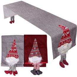 Table Runner 217*34cm Faceless Elderly Christmas Table Runner Merry Christmas Decor Tablecloth Home Navidad Year Party Dinner Supplies 230322