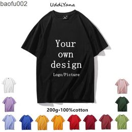 Men's T-Shirts Custom T-Shirt 100% Cotton Quality Fashion Women/Men Top Tee DIY Your Own Design Brand Print Clothes Souvenir Team Clothing W0322