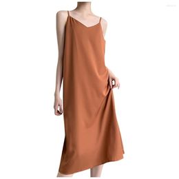 Casual Dresses Solid Suspender Sleeveless Sexy Camisole Chiffon Dress Turtle Neck A Line For Women Womens Long Sleeve