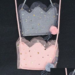 Backpacks M649 Cute Cartoon Children Bag Crown Shape Lace Edge Creative Package Womens Childrens Wholesale Drop Delivery Baby Kids M Dhsj4
