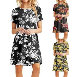 Casual Dresses Women Summer Short Sleeved Crewneck Tee Shirt Dress Business For Cute Sundress Midi Slip