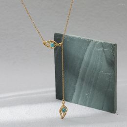 Pendant Necklaces Turquoise Ladies Stainless Steel Tassel Necklace 18K Real Gold Plated Waterproof And Fade Resistant