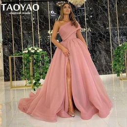 Party Dresses Charming One-Shoulder Split Front Long Evening Dresses A-Line Sleeveless Prom Dress For Women Party Floor-Length Robe De Soriee 230322