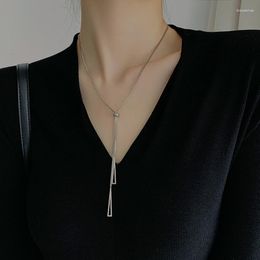 Pendant Necklaces Origin Summer Korea Minimalist Titanium Steel For Women Lady Silver Color Box Chain Triangle Chokers Party Jewelry
