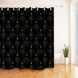 Shower Curtains 3D Black Lattice Geometry Pattern Shower Curtain Set Waterproof Polyester Fabric Bath Curtains Fashion Bathroom Decor With Hooks 230322