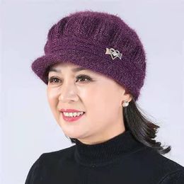 Beanies Beanie/Skull Caps Middle-aged Elderly Hats Acrylic Yarn Light Woollen Women Winter Warm Mother The In Plus Velvet Granny