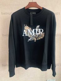 Men's T-Shirts 2021 New Street Hip-hop Long-sleeved Hoodies Couple Casual Loose Jacket Top American Retro Eagle Pattern Sweatshirts T230321